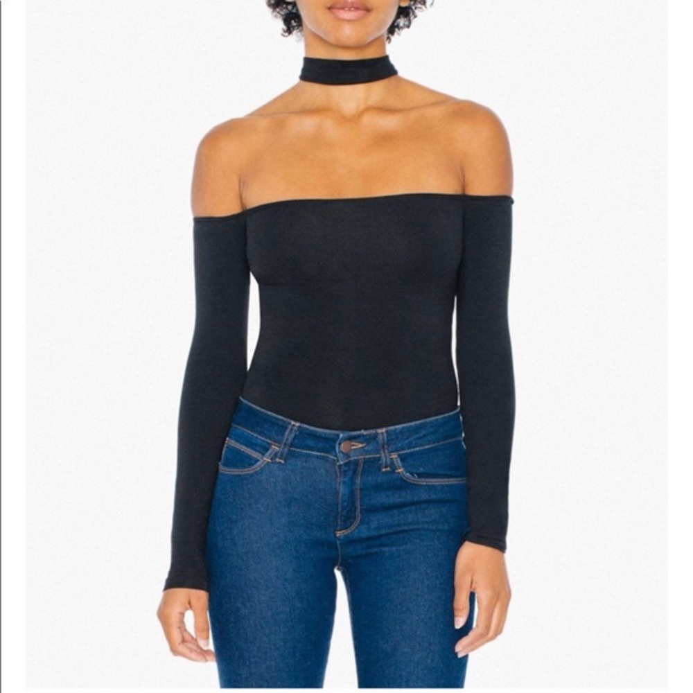 American Apparel Choker Top Open Cut Out Shoulder